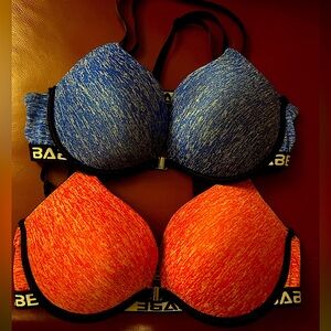 New/Never worn TWO  Red and Blue Babe Bralette/Bra Set Size 36C